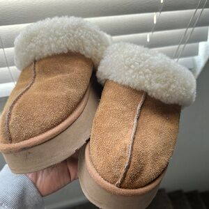 Plush Tan Shearling Slippers